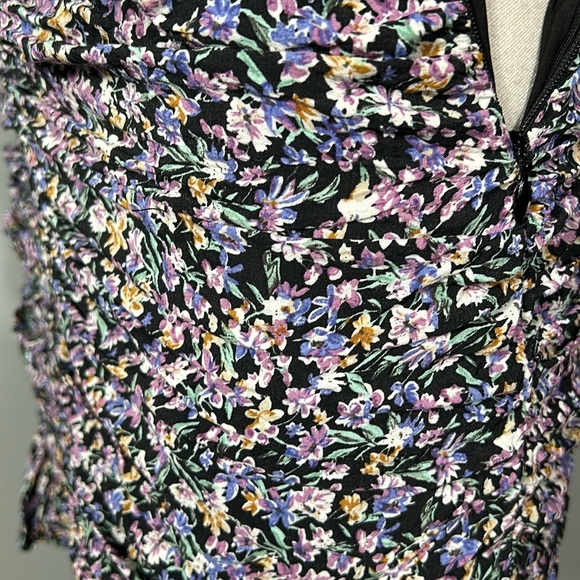ASTR The Label Black Purple Floral Ruched Mini Dress Size M - Picture 14 of 16